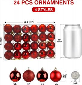 img 3 attached to 24-Piece Holiday Ornament Set: 1.57-Inch Mini Shatterproof Christmas Balls In Red For Xmas Decoration - Aitsite