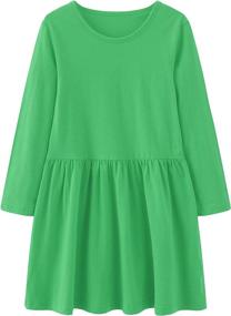 img 2 attached to 👗 Cute and Comfy Girls' Cotton Sleeve Casual Dress - Explore Our Girls' Clothing Collection of Dresses!