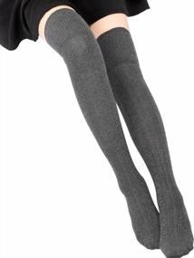 img 1 attached to DRESHOW Extra Long High Thigh Socks Striped Over Knee Thin Tights Long Stocking