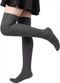 img 2 attached to DRESHOW Extra Long High Thigh Socks Striped Over Knee Thin Tights Long Stocking