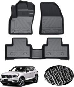 img 4 attached to 🔥 Premium Custom Fit Floor Mats for Volvo XC40 2022-2019 | All-Weather 2 Row Liner Set | Black Non-Slip | KUST Mats