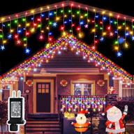 33-футовая светодиодная рождественская занавеска с 400 светодиодами, 8 режимами и пультом дистанционного управления - идеально подходит для украшения на рождество, спальни, вечеринки, свадьбы, патио и декора домашней стены. логотип