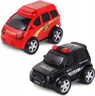 friction powered fire rescue &amp; police junior racers 2 pack logo