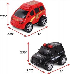 img 2 attached to Friction Powered Fire Rescue &amp; Police Junior Racers 2 Pack