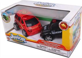 img 1 attached to Friction Powered Fire Rescue &amp; Police Junior Racers 2 Pack