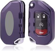 🔑 royalfox soft tpu flip folding remote key fob case cover for jeep 2020-2021 gladiator jt sahara jlu, 2018-2021 wrangler jl jlu rubicon (purple) логотип