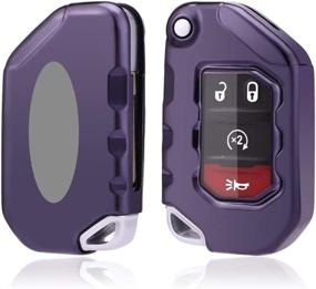 img 3 attached to 🔑 Royalfox Soft TPU Flip Folding Remote Key Fob Case Cover for Jeep 2020-2021 Gladiator JT Sahara JLU, 2018-2021 Wrangler JL JLU Rubicon (Purple)