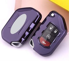 img 1 attached to 🔑 Royalfox Soft TPU Flip Folding Remote Key Fob Case Cover for Jeep 2020-2021 Gladiator JT Sahara JLU, 2018-2021 Wrangler JL JLU Rubicon (Purple)