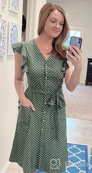 img 1 attached to Flaunt Your Boho Style This Summer: MITILLY Women'S Polka Dot Midi Dress With V Neck And Pockets review by Alicia Moore