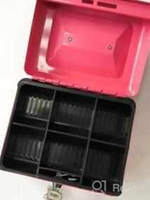 img 5 attached to Metal Cash Box With Key Lock, Secure Money Tray, Pink Color, Dimensions 7.8" X 6.8" X 3.6" By Decaller