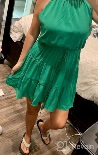 img 1 attached to Women'S Summer Chiffon Blouse Skirt Sleeveless Halter Ruffle Romper Sun Flowy Outfit review by Matt Kovacevic