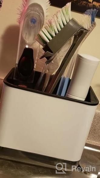 img 1 attached to Organize Your Kitchen Sink With KeFanta Caddy, Sponge Holder & Brush Holder - White review by Tutan Beatz
