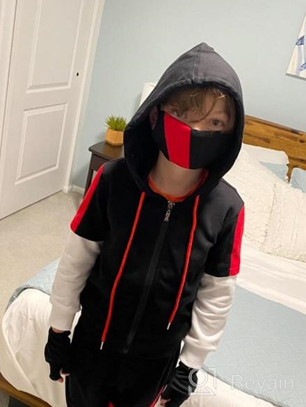 img 1 attached to Halloween Hoodies: Boys' Short Sleeve Hooded Popover Suits with Long Sleeve Zip Hoody Pullover review by Maurice Arnold