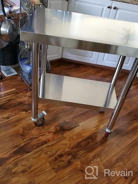 img 1 attached to Heavy Duty Commercial Stainless Steel Work Table With Adjustable 3-Stage Shelf, 4 Wheels, And Brake - Ideal For Kitchen Prep Work, Food Preparation, And More - 24X18X34 Inches By Mophorn review by Devin Bro