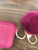 img 1 attached to AirPods 3 Case Cover 2021 Version Soft Silicone Fur Ball Keychain Girls Women Shockproof Protective Visible Front LED Wine Red review by Gallo Carone