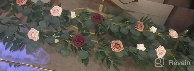img 1 attached to Artificial Eucalyptus Garland With Willow Twigs And Silver Dollar Leaves - 4 Pack Of 6.2 Ft Greenery Strings For Wedding, Party, Doorways, Table Runners, And Farmhouse Décor Centerpieces. review by Tanya Smith