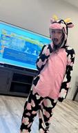 img 1 attached to Kids Animal Costume Onesie - CALANTA Cow Pajamas For Girls Halloween & Christmas Cosplay Sleepwear review by Louis Abrams