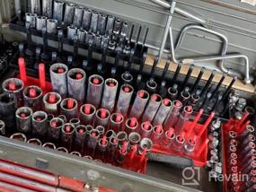 img 5 attached to TANCHEN 6PCS Socket Organizer Trays - Black SAE & Red Metric, 1/4, 3/8, & 1/2-Inch Drive Socket Holders