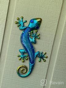 img 5 attached to 2-Piece Metal Gecko Outdoor Wall Decor - 15.2 Inches, Garden Art Hanging Glass Decoration For Patio Or Fence