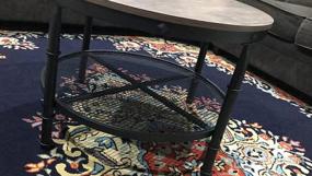img 5 attached to Небольшой круглый журнальный столик в деревенском стиле с местом для хранения, столешницей из дерева и металлическими ножками, двухъярусной полкой, идеально подходит для гостиной, компактный дизайн в коричневом цвете