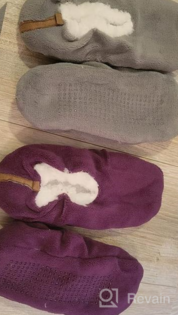 img 1 attached to Women'S Soft Sole Slipper Socks With Grippers Non Slip, Winter Warm Cozy House Bedroom Slippers, Fuzzy Indoor Home Slippers (Purple, Pink, Grey) review by Dawn Acosta
