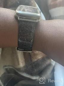 img 5 attached to Ремешок для Apple Watch 45 мм, 44 мм, 42 мм - мягкий силиконовый ремешок премиум-класса с прозрачным блеском для серии 7 SE 6/5/4/3/2/1 для женщин и девочек, Wolait (черный / серебристый)