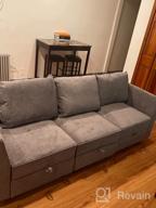 img 1 attached to Modular 3 Seater Convertible Sofa With Storage Seats For Small Spaces In Stylish Aqua Blue By HONBAY review by Mike Hamelin