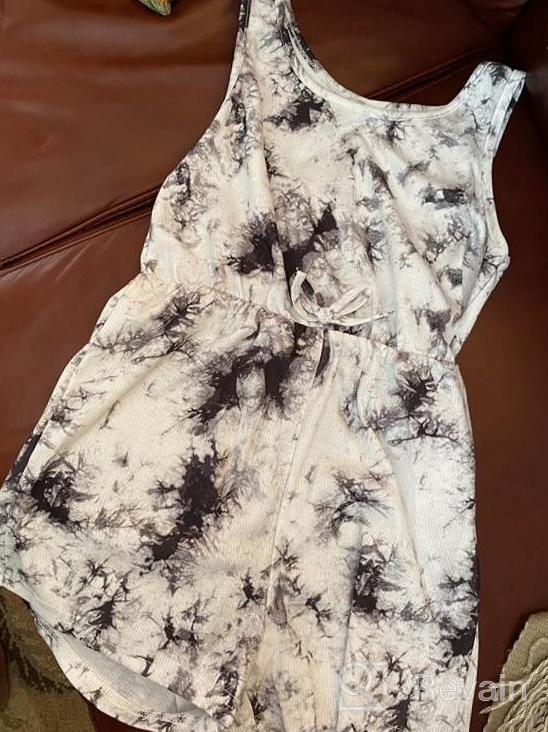 img 1 attached to Stylish and Comfortable: MakeMeChic Girl's Summer Tie Dye Ribbed Sleeveless Tank Romper Shorts One Piece Jumpsuit review by Ben Jacobson