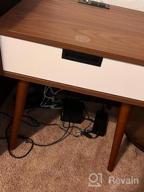 img 1 attached to Frylr Nightstand End Table With Drawer, Touch & Hand Waving Control, LED Light Bedside Tables For Bedroom, Living Room And Sofa Side In Light Walnut And White review by Tim Loya