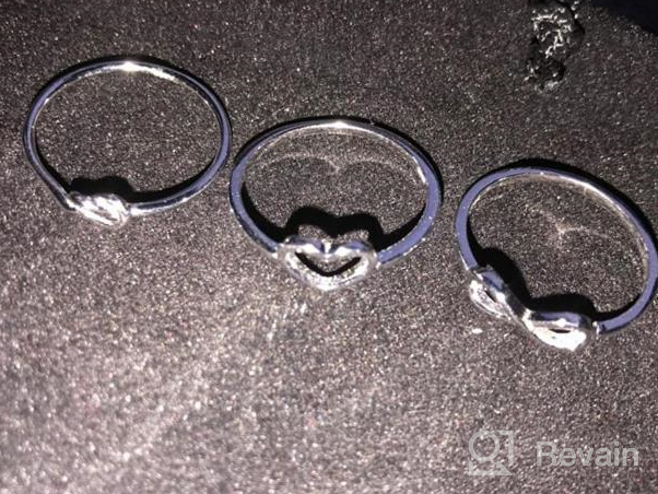 img 1 attached to 18K White Gold Plated Sterling Silver Infinity Heart Knot Finger Rings 3Pcs Set For Women Girls Wedding Engagement Minimalistic Jewelry review by Brittany Collins