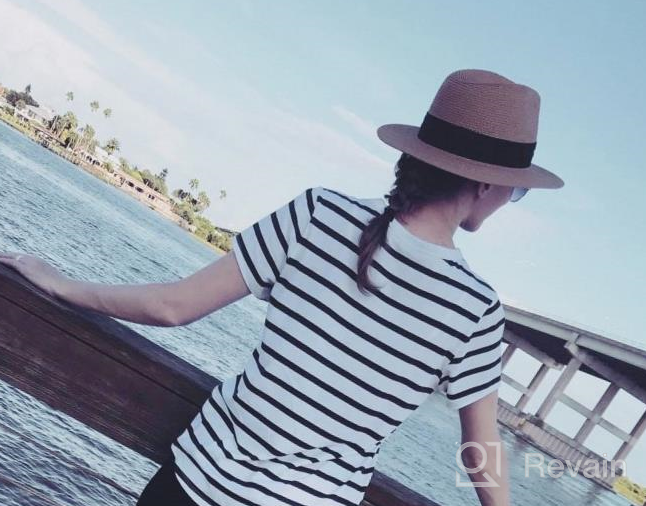 img 1 attached to DRESHOW Women Straw Fedora Sun Hat UPF 50+ Wide Brim Roll-Up Panama Beach Hat review by Austin Hampton
