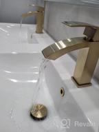 img 1 attached to Brushed Brass Gold Single Handle Waterfall Bathroom Faucet With Metal Pop Up Drain And Deck Plate - Square Design By TRUSTMI review by Nathan Guzman