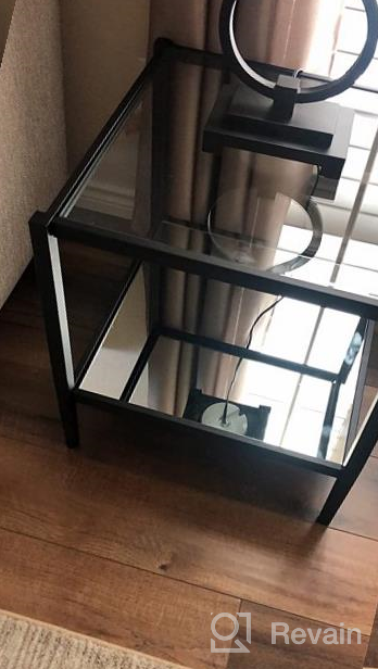 img 1 attached to Stylish And Functional: Hera Blackened Bronze Square Side Table With Clear Shelf (20 Inch Wide) review by Jeremy Mondragon