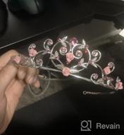 img 1 attached to Rose Flower Rhinestone Crystal Wedding Tiara Crown - Pink Roses Gold Plating review by Julio Avikunthak