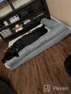 img 1 attached to Furhaven Large Memory Foam Dog Bed Plush & Almond Print L Shaped Chaise W/ Removable Washable Cover - Gray Almonds, Large review by David Carter