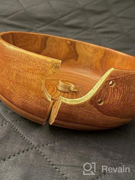 img 1 attached to Handmade Rosewood Yarn Bowl Holder With Holes For Knitting And Crochet Organizer - Ideal Mother'S Day Gift, Wine Red Color review by Juan Anderson