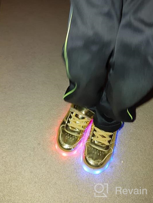 img 1 attached to 👟 Upgrade your Kids' Style with Wooowyet LED Sneakers for Boys and Girls - Hook&amp;Loop, Low Light Up, USB Rechargeable Shoes review by David Vargas