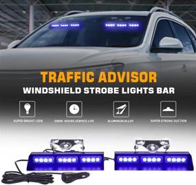 img 3 attached to 🚓 XRIDONSEN Blue Emergency Dash Traffic Advisor Strobe Lights Bar for Volunteer Law Enforcement Vehicles Trucks - Hazard Warning Police Lights, Interior Windshield Deck Split Mount for Safety