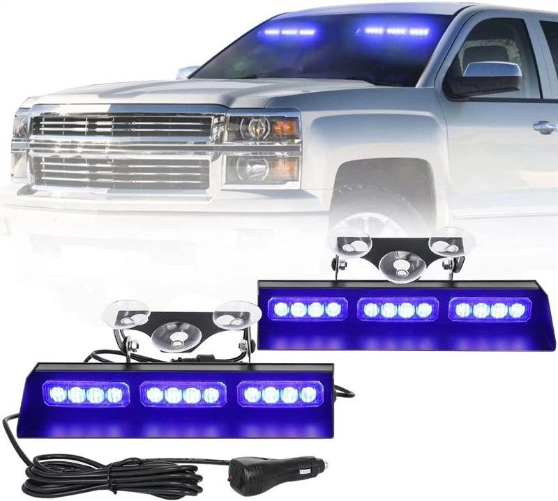 XRIDONSEN Blue Emergency Dash Traffic Advisor Strobe Lights Bar Safety