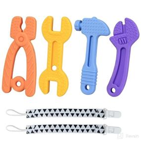 img 4 attached to 🔧 Haili Baby Teething Toys - BPA Free Silicone Molar Teether Chew Toys for 0-6 Months & 6-12 Months, Freezer Safe - Hammer Wrench Spanner Pliers Shape Baby Boy Toys