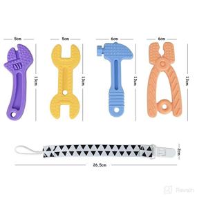 img 1 attached to 🔧 Haili Baby Teething Toys - BPA Free Silicone Molar Teether Chew Toys for 0-6 Months & 6-12 Months, Freezer Safe - Hammer Wrench Spanner Pliers Shape Baby Boy Toys