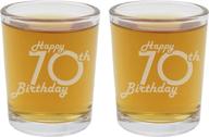 🎉 2pk etched 2.5oz shot glasses - celebrate happy 70th birthday - unique 70 years old gifts logo