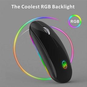 img 3 attached to Перезаряжаемая беспроводная мышь Uiosmuph G18 с подсветкой RGB, бесшумными щелчками, металлическим основанием, адаптером USB / Type C, зарядкой типа C - портативная беспроводная мышь для ПК / ноутбука (черная)