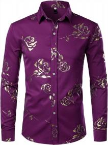 img 4 attached to Stand Out In Style With ZEROYAA'S Hipster Gold Rose Print Dress Shirts For Men