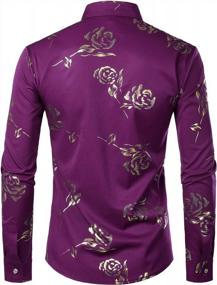 img 3 attached to Stand Out In Style With ZEROYAA'S Hipster Gold Rose Print Dress Shirts For Men