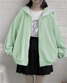 img 1 attached to BZB Harajuku Japanese Sweatshirt Cardigan Women's Clothing : Coats, Jackets & Vests