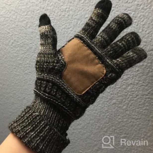 img 1 attached to Warm Cable Knit Touchscreen Gloves For Women With Non-Slip Faux Suede Palms - Authentic CC Gloves For Efficient Winter Texting review by Rebecca Bourassa