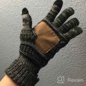 img 3 attached to Warm Cable Knit Touchscreen Gloves For Women With Non-Slip Faux Suede Palms - Authentic CC Gloves For Efficient Winter Texting