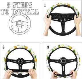 img 1 attached to 🌙 Frestree Moon Star Car Steering Wheel Cover - Washable Auto Hand Protector for Universal Fit, Most Vehicles, 14-15 inch - Interior Accessories, 1 Pc