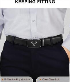 img 3 attached to BULLIANT Men'S Genuine Leather Ratchet Belt - Customizable Size!